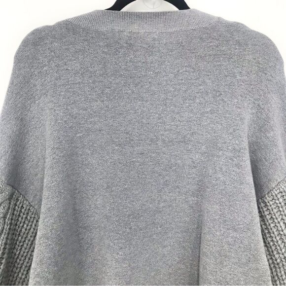 Elsie & Zoey Gray Cable Knit Sleeve Oversized Crew Neck Eco Friendly Sweater - Picture 8 of 16